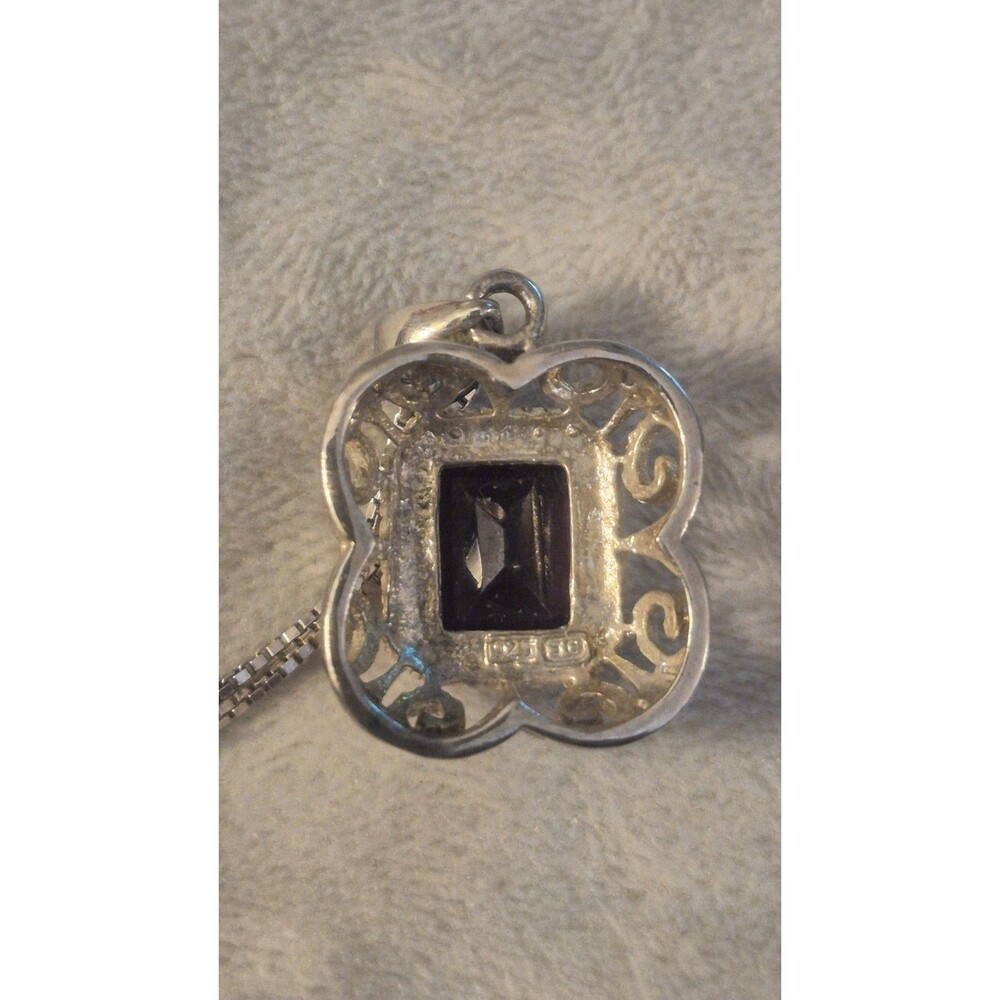 VTG Joseph Cleary Garnet 925  Sterling Silver Filigree Pendant Necklace  Italy - Picture 6 of 9
